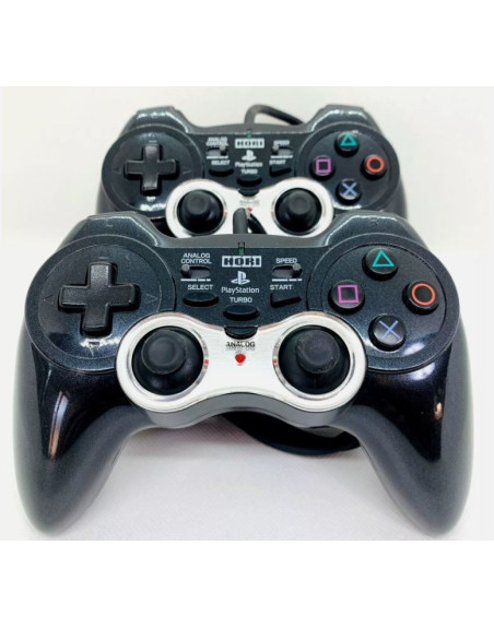 Juego de 2 Controladores HORI PAD Turbo para PS2 – Gamepads Negros de Alta Precisión